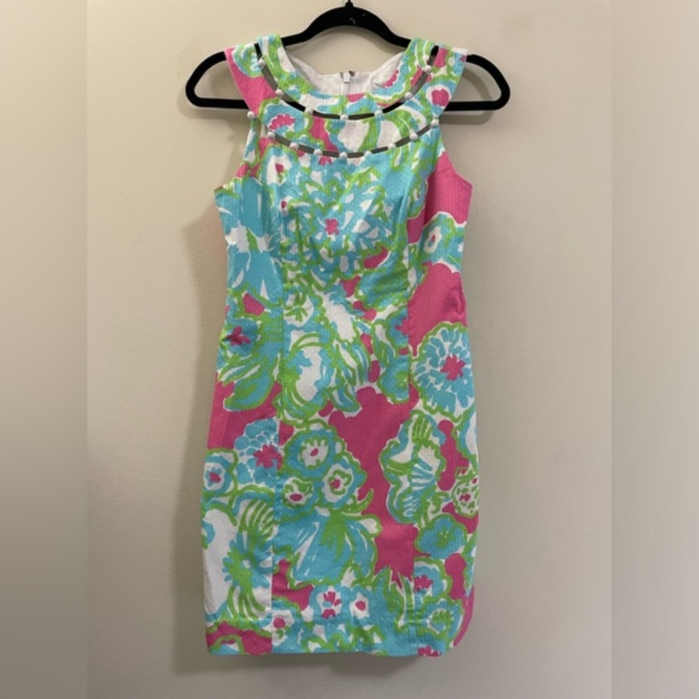 Lilly‎ Pulitzer Floral High Neck Beaded Shift Dress - 00